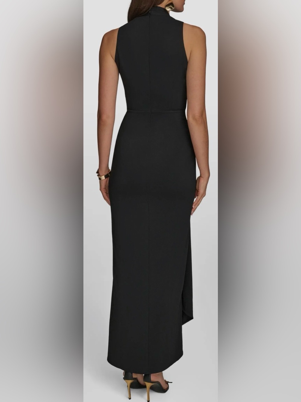 NEW Donna Karan New York Belt Detail Black Sheath Maxi Dress sz 6 - Picture 5 of 10